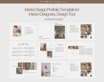 Interior Designer Portfolio Template | Interior Design Canva Portfolio | Look book | Interior Decorator Catalog | Architecture Portfolio |
