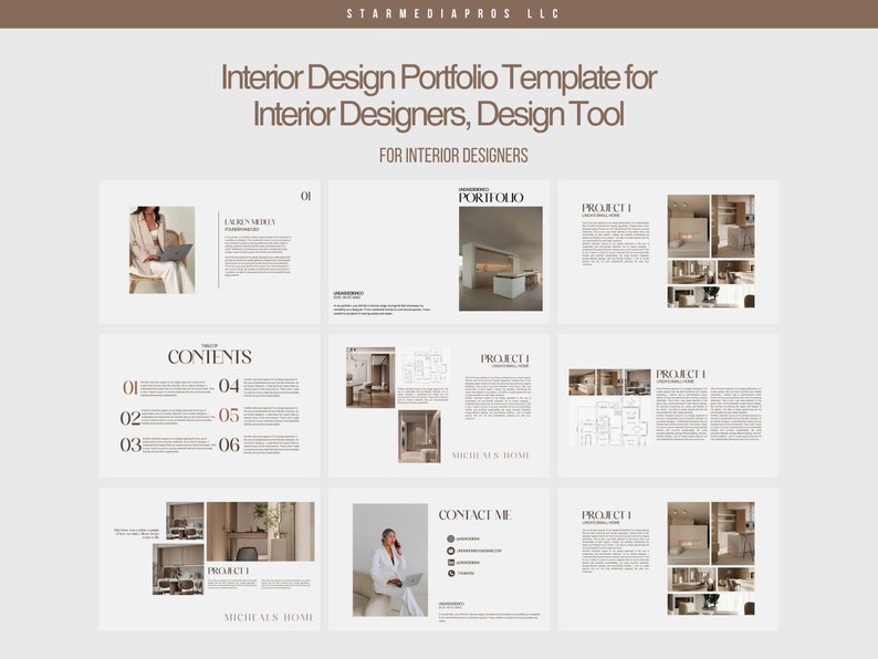 Interior Designer Portfolio Template | Interior Design Canva Portfolio | Look book | Interior Decorator Catalog | Architecture Portfolio | image 1