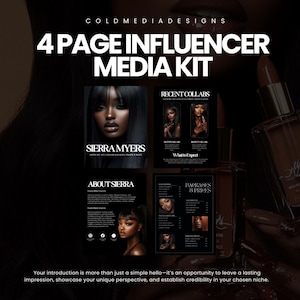 Sjabloon voor mediakit en tariefkaart van 4 pagina's | Instagram-beïnvloeder | Blogger-mediakit | Sjabloon tarievenblad | Canvassjabloon | Socialmediakit