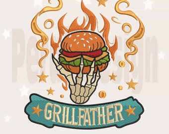 Funny Grill Father Embroidery Design, Game Father, Dad Joke Doing Dad Shit Stuff Design, Snarky Skeleton Embroidery, Instant Download