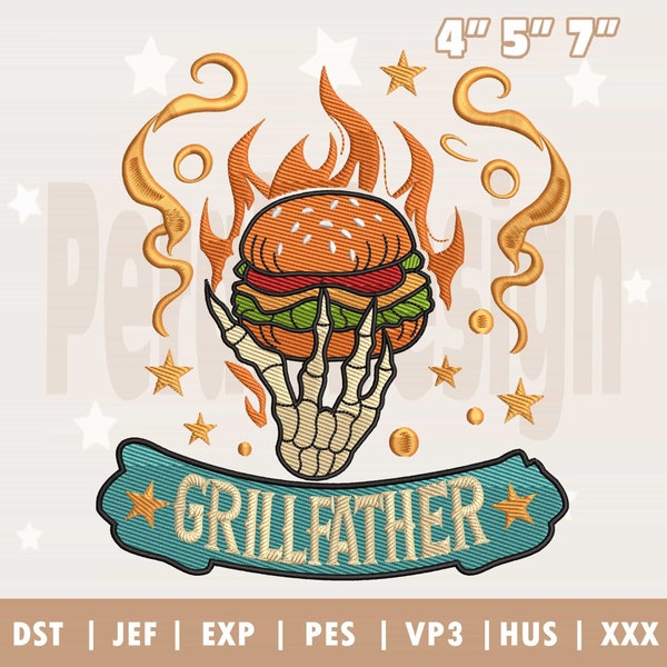 Funny Grill Father Embroidery Design, Game Father, Dad Joke Doing Dad Shit Stuff Design, Snarky Skeleton Embroidery, Instant Download
