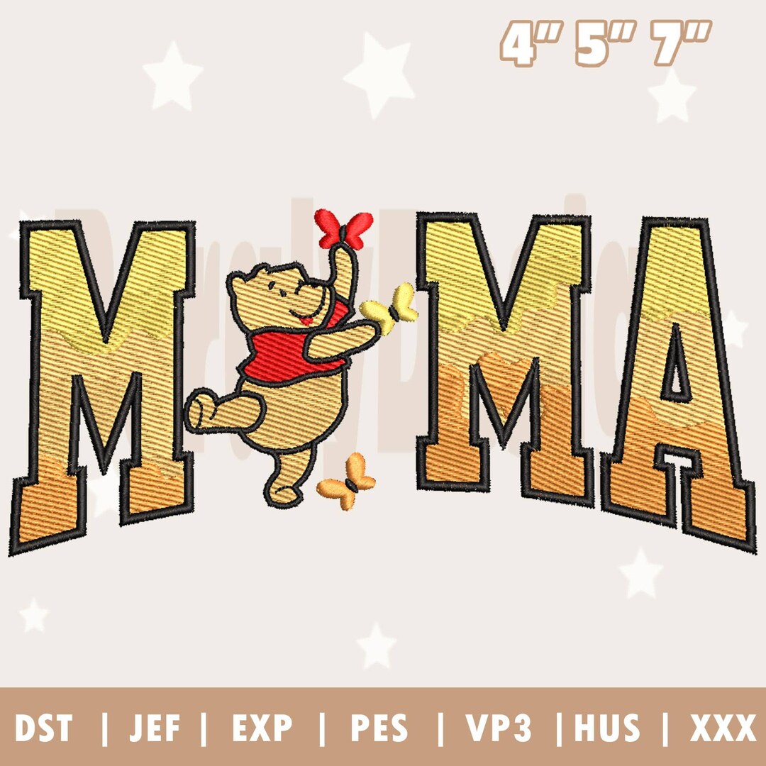 Mama Bear Embroidery Design, Bear Mom Design, Hand Draw Bear for Mom ...