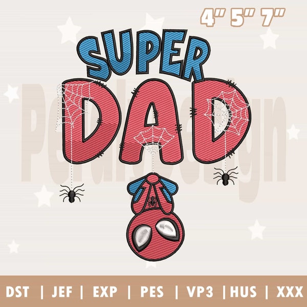 Funny Super Dad Embroidery Design, Funny Cartoon Dad Embroidery, Hot Movie Father's Day Design, Super Dad Hero Embroidery, Instant Download