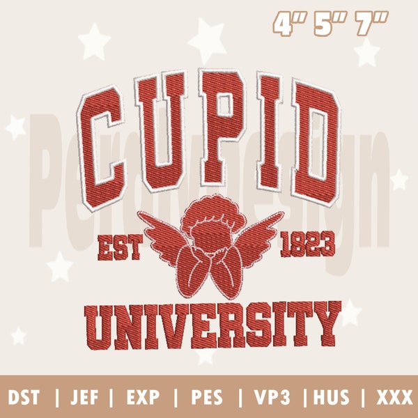 Funny Valentine Skeleton Embroidery Machine Design, Cupid University Embroidery Machine Design, Happy Valentine Design, Instant Download