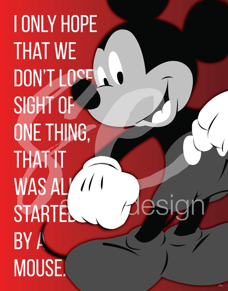 Mickey Mouse Walt Disney Quote 11x14 Print | Etsy