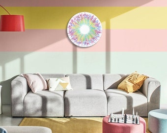 Pastel Rainbow Unicorn Eye Art Wall Decor, Abstract Acrylic Pour Painting, Ready to Hang