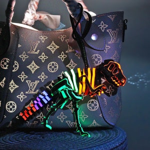 Neon Rainbow T-rex Bag Charm Glow in the Dark Large Leather -  Norway