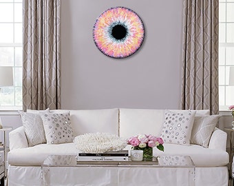 Iridescent Unicorn Eye Pastel Color Artwork, Abstract Acrylic Pour Painting, Ready to Hang