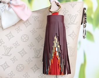 6 Color Chevron Tassel, Leather Bag Charm, Customizable Keychain for Purse Charm, Mothers Day Gift