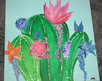 Succulent Acrylic Painting on Canvas