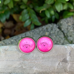 Handmade Callaway Golf Earrings | Golf Earrings | Golfball Earrings | Pink Golfball Earrings | Pink Golf Earrings