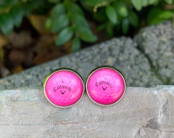 Handmade Callaway Golf Earrings | Golf Earrings | Golfball Earrings | Pink Golfball Earrings | Pink Golf Earrings