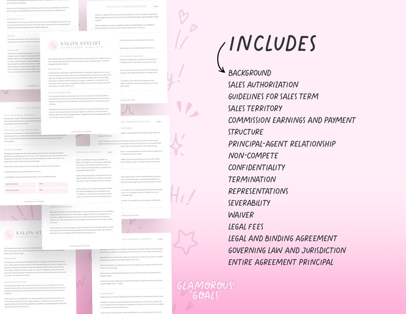 Salon Employee Commission Agreement Template for Stylists Etsy