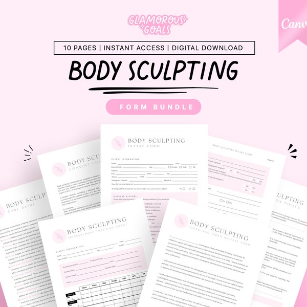 Edit In Canva | Body Sculpting Forms | Esthetician Business Forms | Body Shaping Treatment | Body Contouring Consent | Client Intake Forms