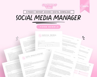 Professional Freelance Social Media Manager Contract Canva Template, Social Media Non Disclosure, Social Media Management Contract Template