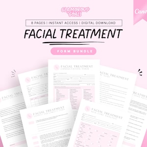Plantillas editables para esteticistas / Formulario de análisis de la piel / Formularios de consentimiento para el cuidado de la piel imprimibles / Editar en Canva / Formularios para esteticistas