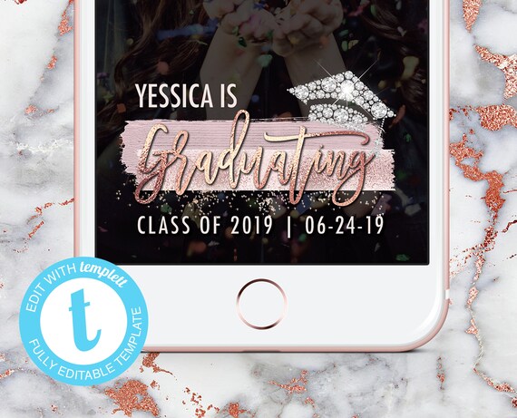 Graduation Snapchat Filter Rose Gold Graduation Snap Chat Etsy