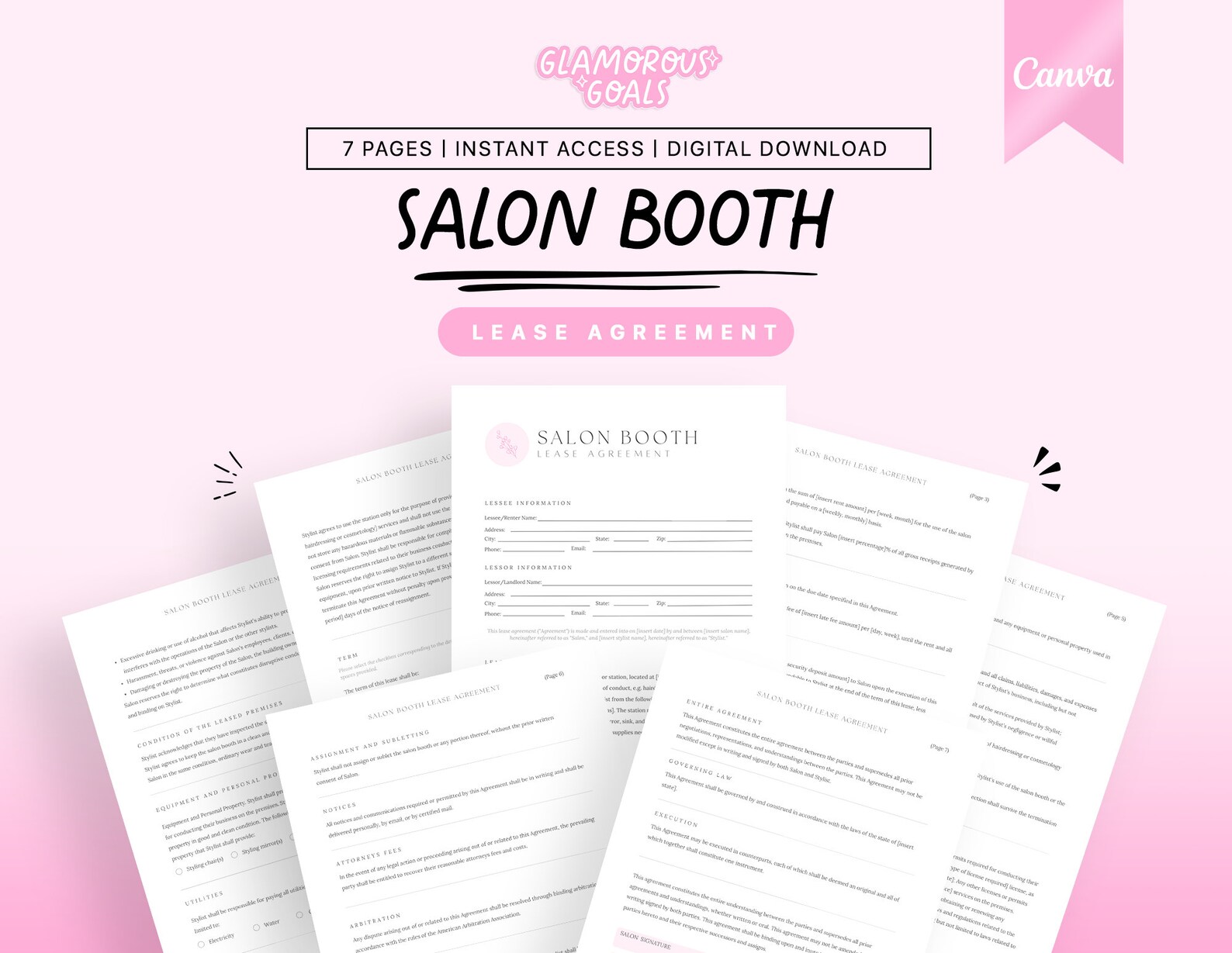 Professional Salon Booth Rental Contract Canva Booth Rental Etsy