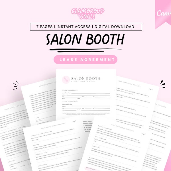 Professional Salon Booth Rental Contract, Canva Booth Rental Agreement, Salon Station Contract, Spa Rental, Salon Chair Rental, Salon Lease