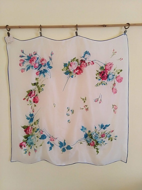 1950'S SILK and rayon floral scarf