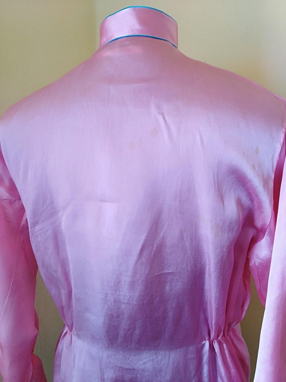 Vintage 1950's Japanese rayon pink satin pajama s… - image 5