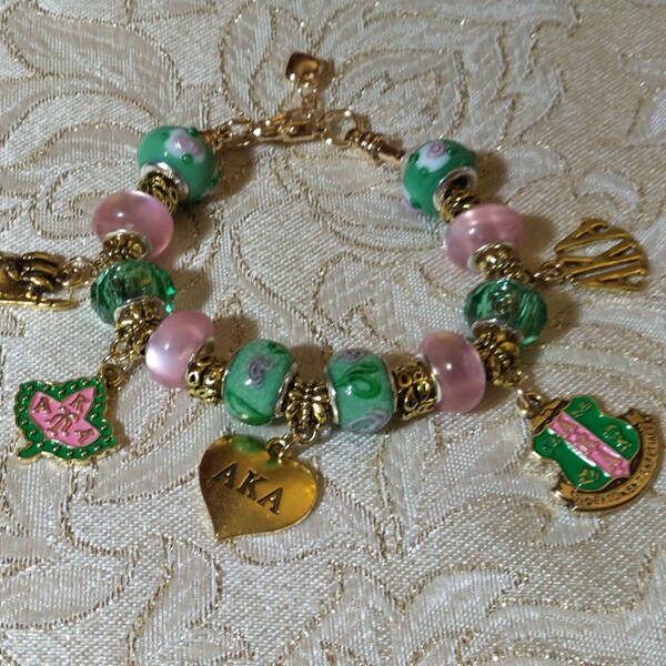 Alpha Kappa Alpha AKA Sorority Charm Bracelet