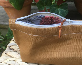 Handmade Canvas Floral Lined Pouch