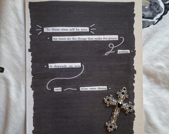 To Thine Own Self Be True A5 Blackout Poetry Print