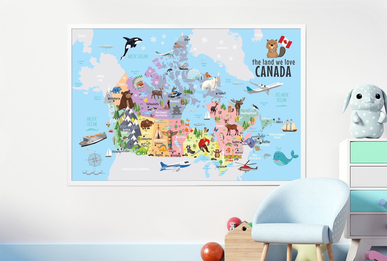 Digital Download - Kids Canada Map Poster - Canada Children Map