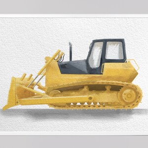 Bulldozer poster digital drawing child&#39;s room decor vehicle download boy&#39;s drawing nursery wall decor watercolor collage picture