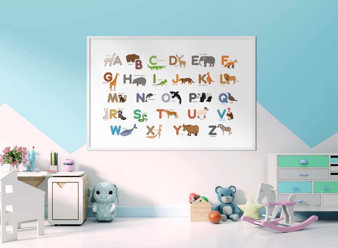 Kids Room Wall Animal Alphabet Poster Printable Alphabet - Etsy