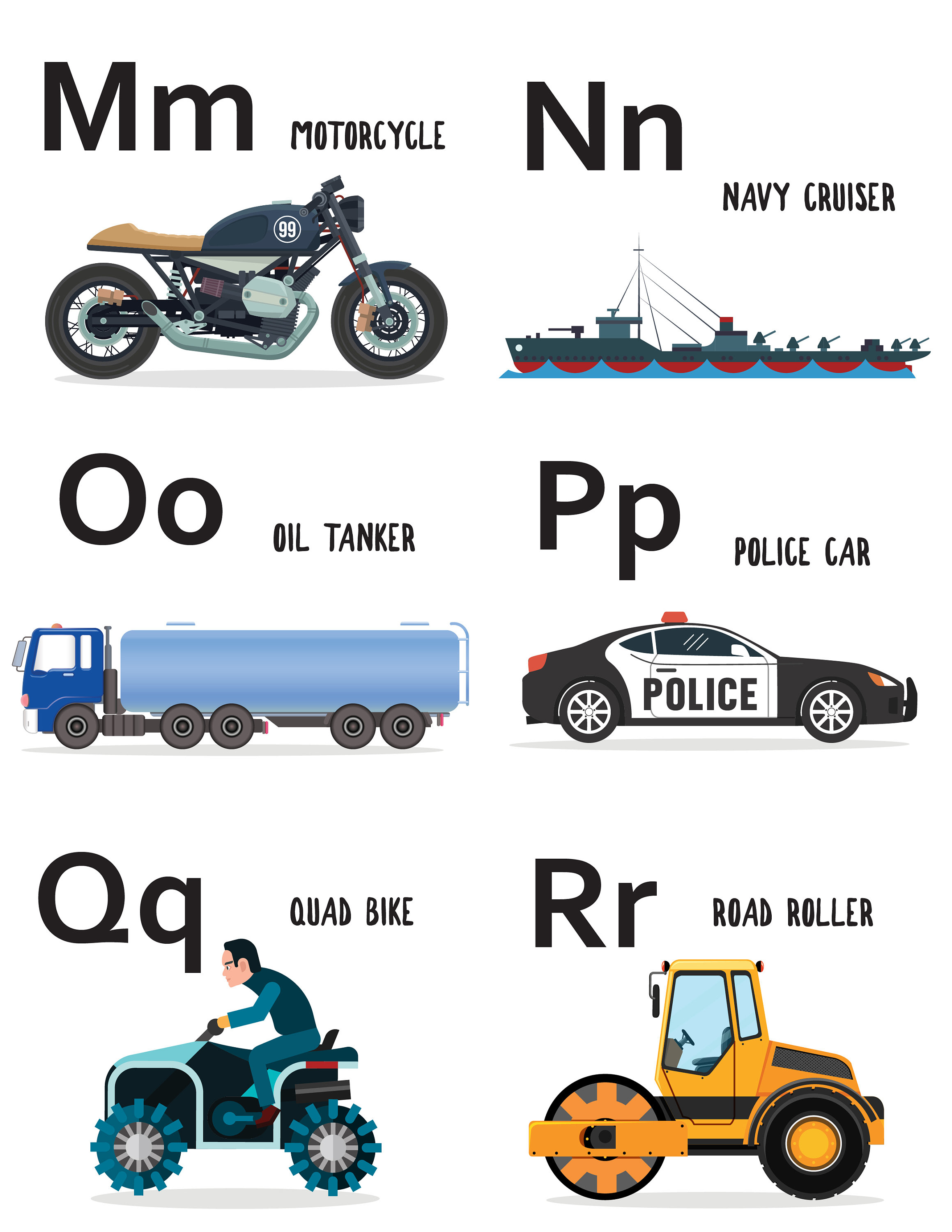 Vehicle ALPHABET Cards CAPS and Lower Case INSTANT Download Etsy