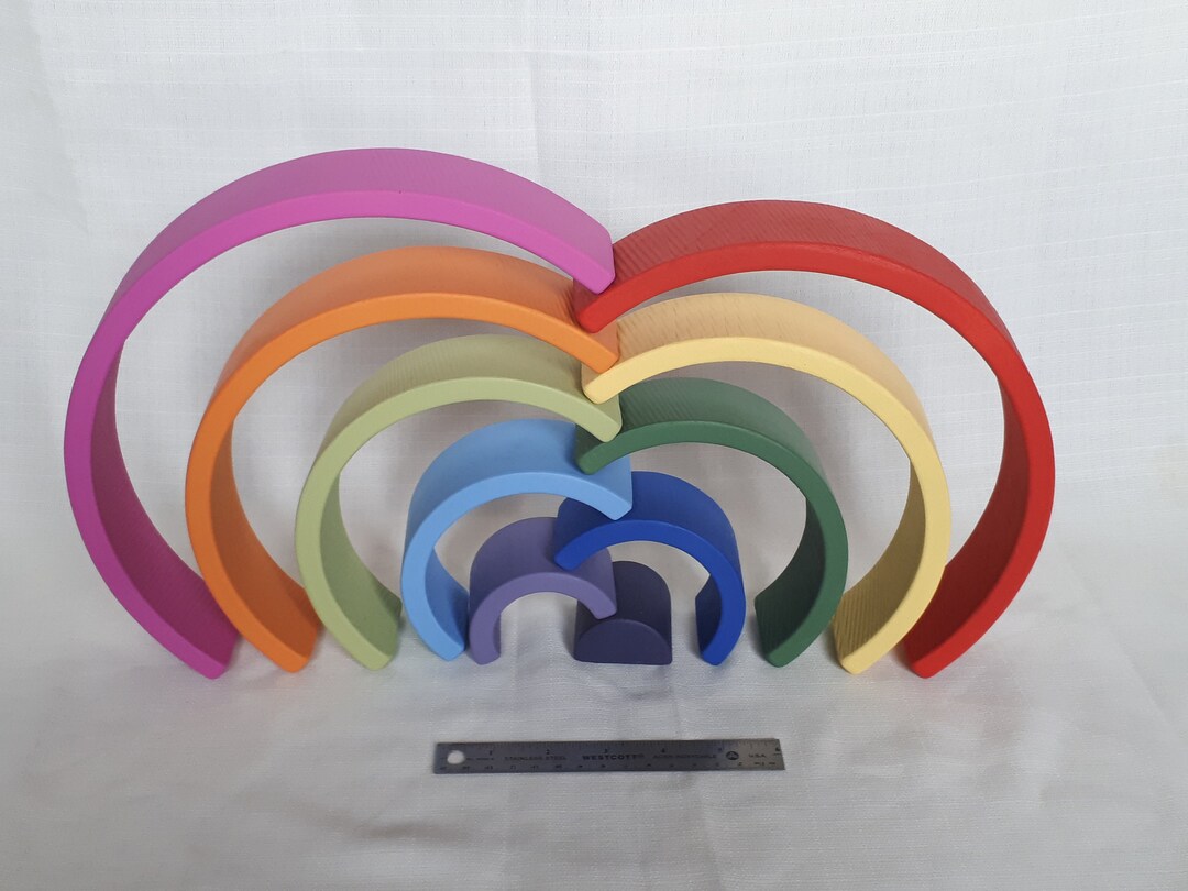 10 Piece Wooden Toy Rainbow. Stacking Toy, Waldorf Toddler Toy, Rainbow ...