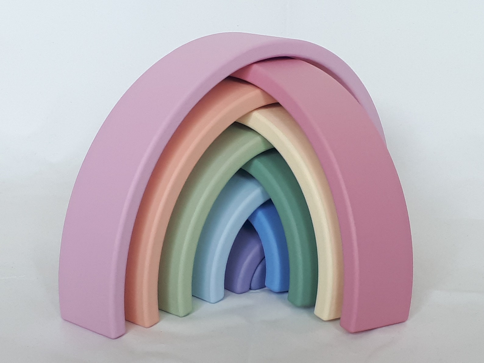 10 Piece Pastel Wooden Toy Rainbow. Stacking Toy Waldorf Etsy