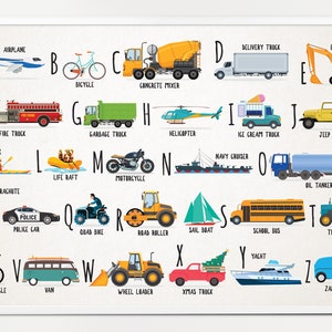 ALPHABET FAHRZEUG - SOFORT Download - Spielzeug für Kinder - Kinderzimmer Deko - Kinderzimmer - Wandkunst Kinderzimmer - Kinderzimmer Deko
