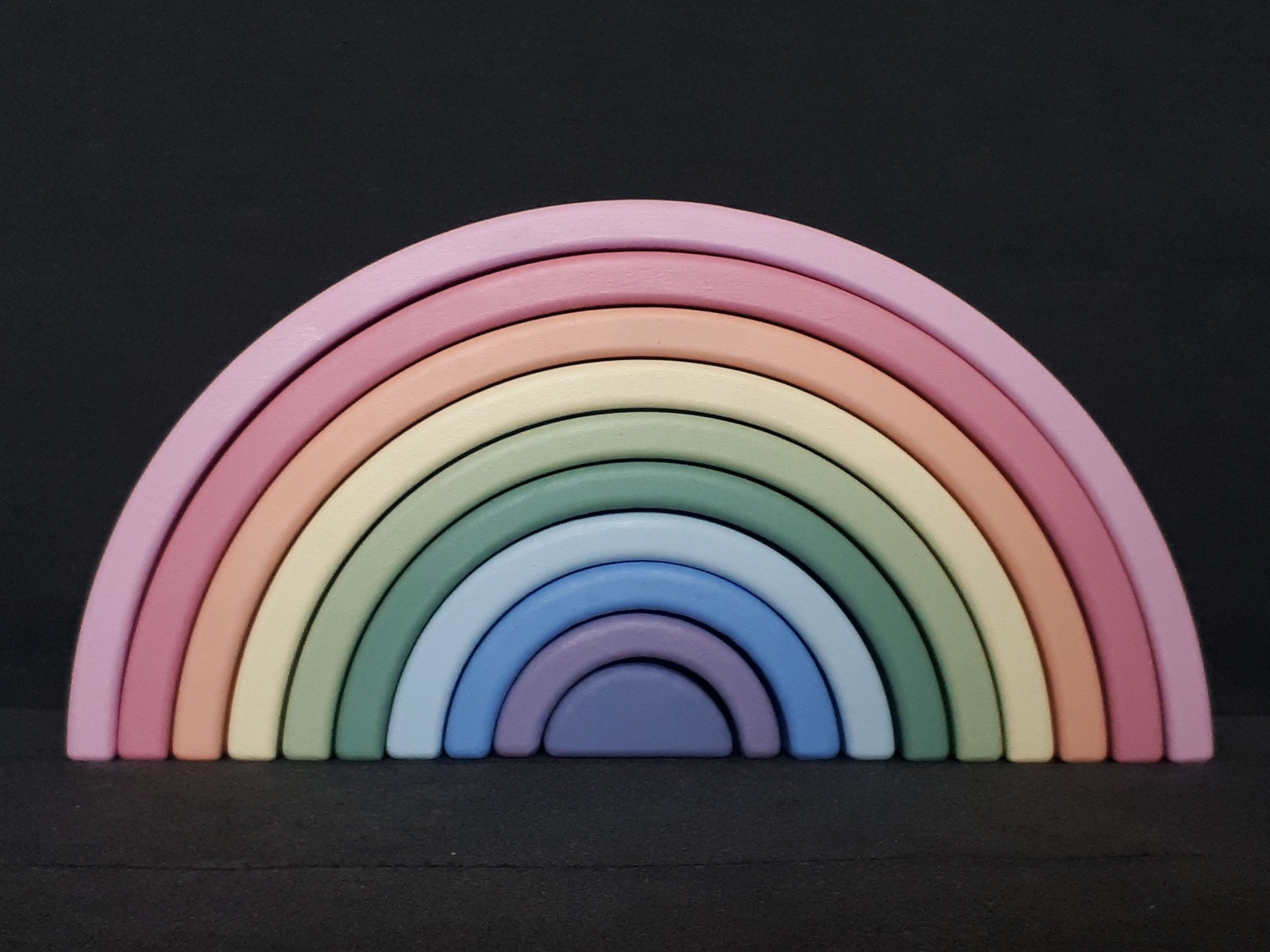 10 Piece Pastel Wooden Toy Rainbow. Stacking Toy Waldorf Etsy Canada