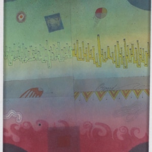 Roy Henry Alexander Gover „Falling Square #5” 1967 Akwarela i tusz 11 3/4” X 8 3/4” Oprawione – w bardzo dobrym stanie