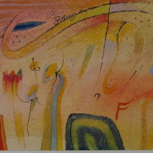 Roy Henry Gover Oryginalna akwarela „Frangdistrum” Czerwiec 1971 Malowidło 3&quot; X 4&quot; Zamontowane na desce ilustracyjnej