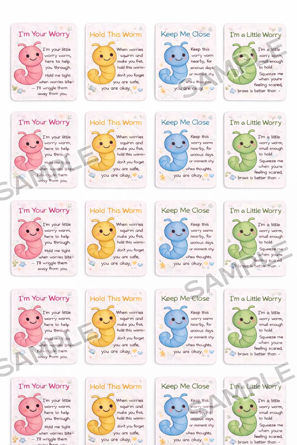 Emotional Support Worry Worm Poem Tags and Vendor Promo Sign - Etsy