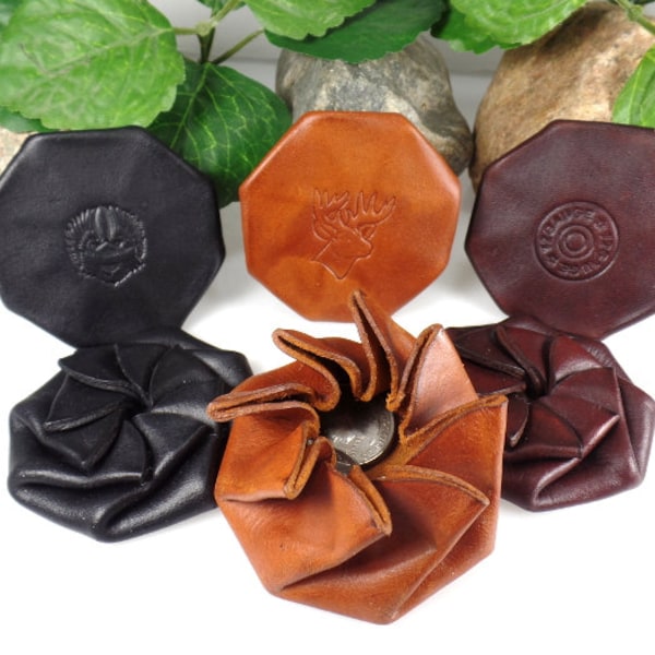 Leather Pinwheel Retro Mens Womens Squeeze Top Coin Change Purse Pouch 3rd Anniversary Mothers Fathers Day Gift