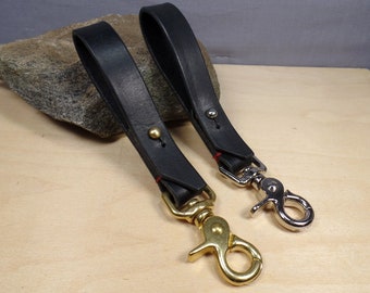 Mens Heavy Duty Black Leather Key Chain Trigger Snap Clasp Gift for Guy