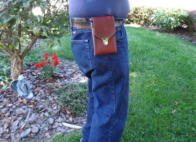 Leather Belt Pouch Lined Phone Pouch EDC Cell Phone Holster Gift for Boyfriend Heavy Duty Phone Pouch