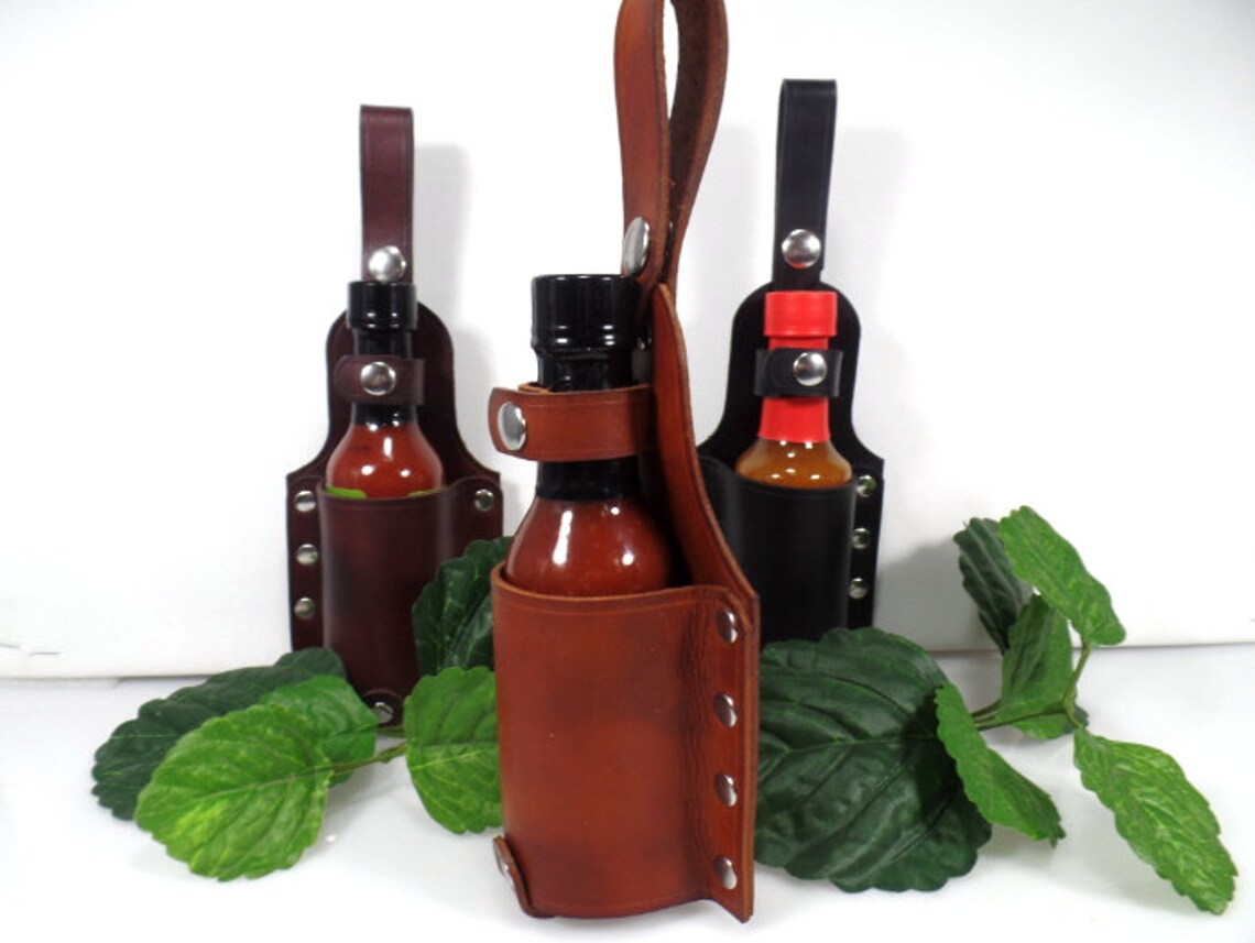 Leather Hot Sauce Holder Holster BBQ Grilling Smoker 3rd Etsy