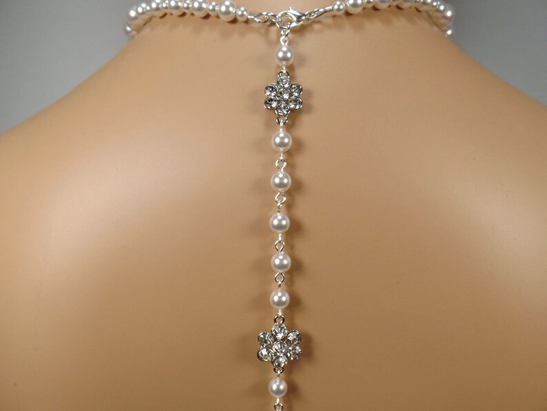 Pearl Rhinestone Bridal Necklace Backdrop Attachment Wedding Etsy