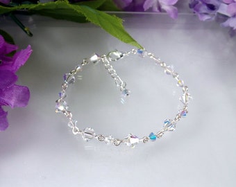 Crystal Bracelet April Birthstone Wedding Jewelry Bridesmaid Quinceanera 15th Anniversary Mother's Day Gift