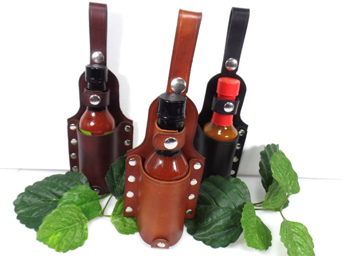 Leather Hot Sauce Holder Holster BBQ Grilling Smoker 3rd Etsy