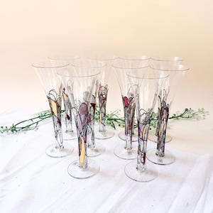 Service de verres à champagne Tiffany vintage, verres à boire, années 1970, arts de la table, cadeau, mariage, style milieu du siècle, pièce rare, décoration intérieure