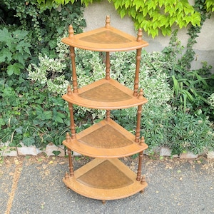 Estantería de esquina inglesa, estantería vintage de madera, estantería para sala de estar, almacenamiento, orden, muebles oscuros, muebles antiguos.