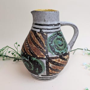 Vintage Vase Jug Ceramic Green Brown Mid Century Rare Find Decorative Collector Home Decor Dining Table Housewarming Gift Idea