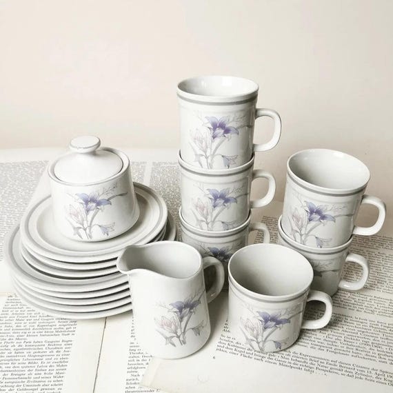 Geschirr Landhausstil Kaffeeservice Vintage Blumen Tischdeko Essen Trinken Kaffee 1980er Jahre Einrichtung Landhaus Zuhause China Pearl